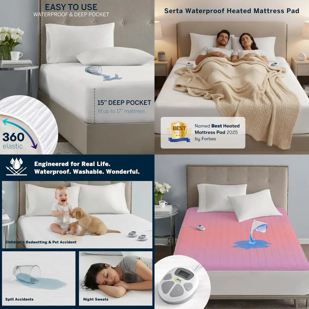 

Waterproof Heated Mattress Pad, Electric Bed Warmer with 10 Heat Settings, Auto Shut Off Timer, ETL Certified Electric Mattress