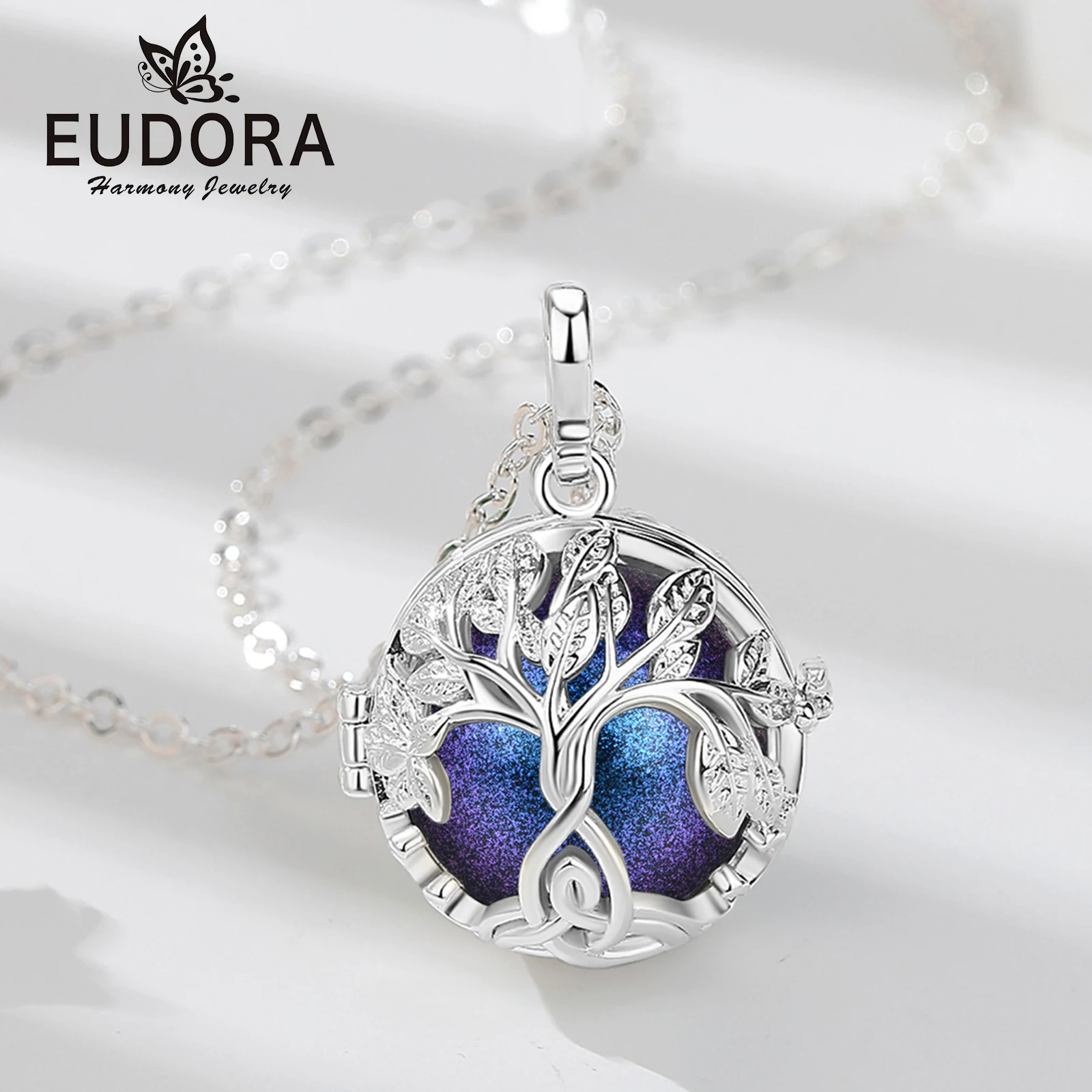 Eudora Bola de Grossesse Necklace Angel Caller Tree of Life Musical Bell Pendant Wishing Chime Jewelry Maternity Gift for Women