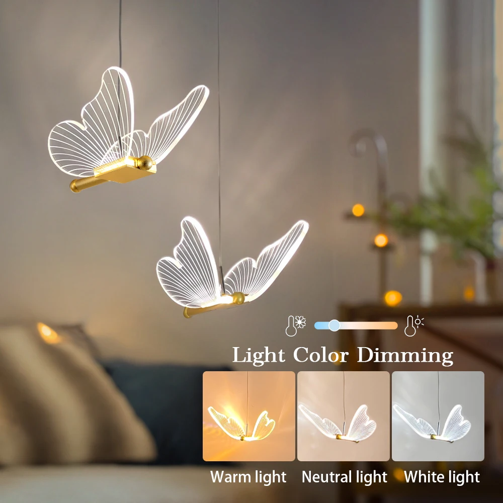 Imagem -04 - Modern Butterfly Led Pendant Light Nordic Teto Pendurado Lâmpada Indoor Bedside Lamp Sala de Estar Sala de Jantar Decoração da Cozinha Lâmpadas de Iluminação