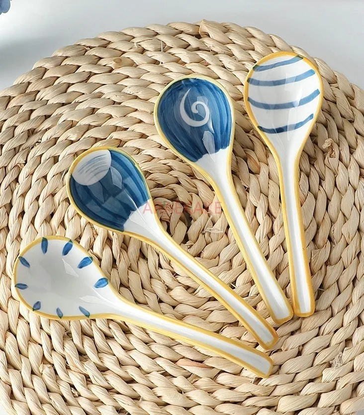 ملعقة سيراميك، مقاس كبير، مقبض طويل، ملعقة طويلة، ملعقة كونجي، ملعقة أرز