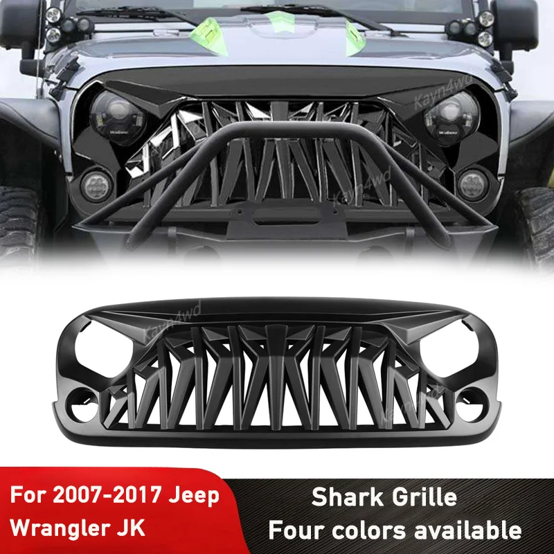 

Внедорожные 4x4 внешние аксессуары, передняя решетка акулы, сетчатые гоночные решетки для Jeep Wrangler JK Rubicon Sahara Sport 2007-2018 гг.