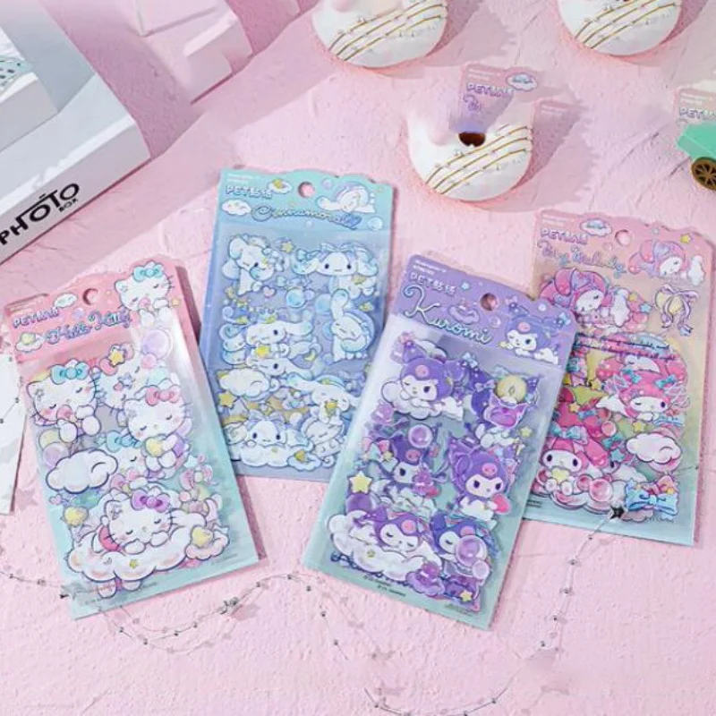 

4pack/lot Sanrio Kitty Kuromi Cinnamoroll Stickers Cute Melody Scrapbook DIY Diary Decorative Sealing Sticker Album Stick Label