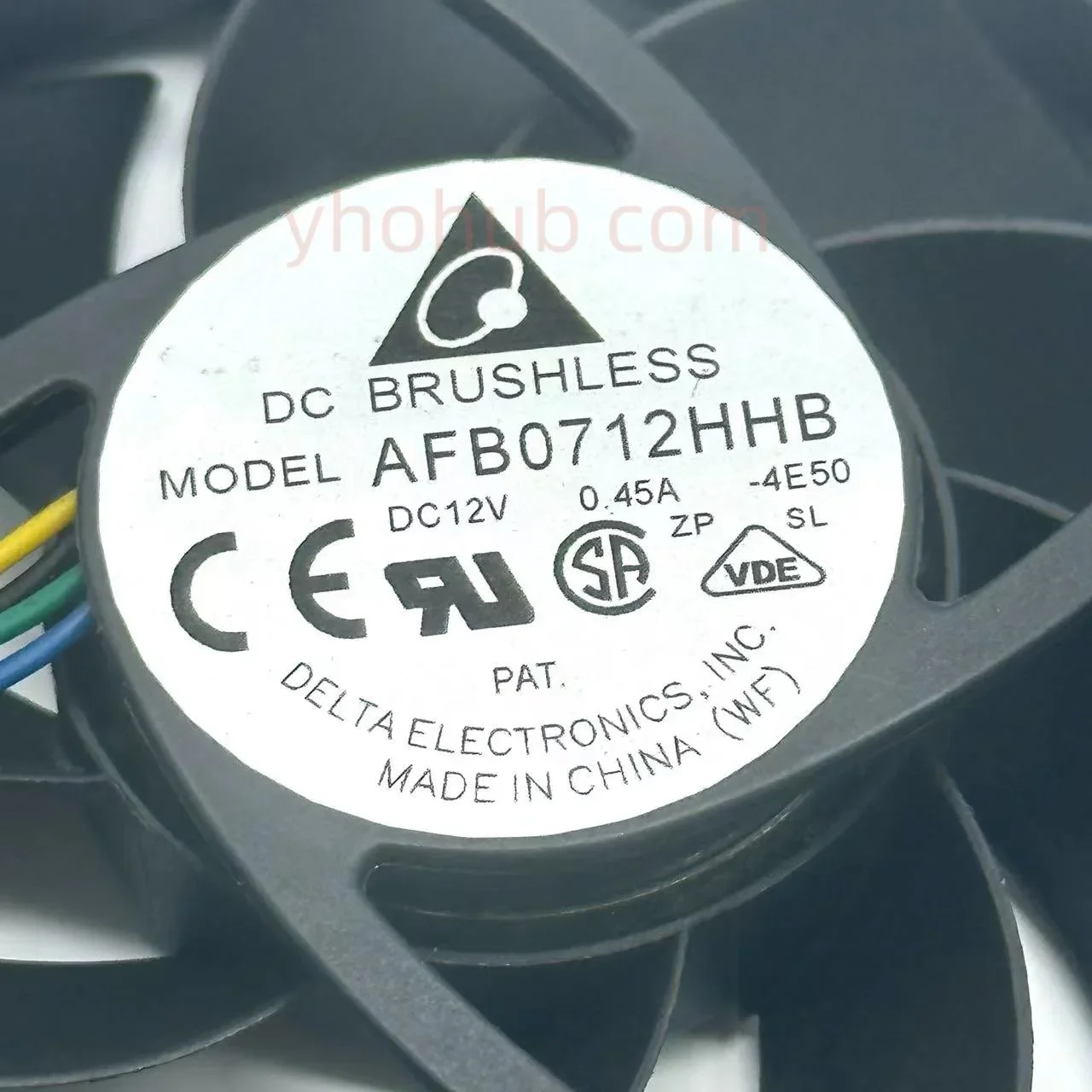 

Delta Electronics AFB0712HHB 4M50 DC 12V 0.45A 70x70x15mm Server Cooling Fan