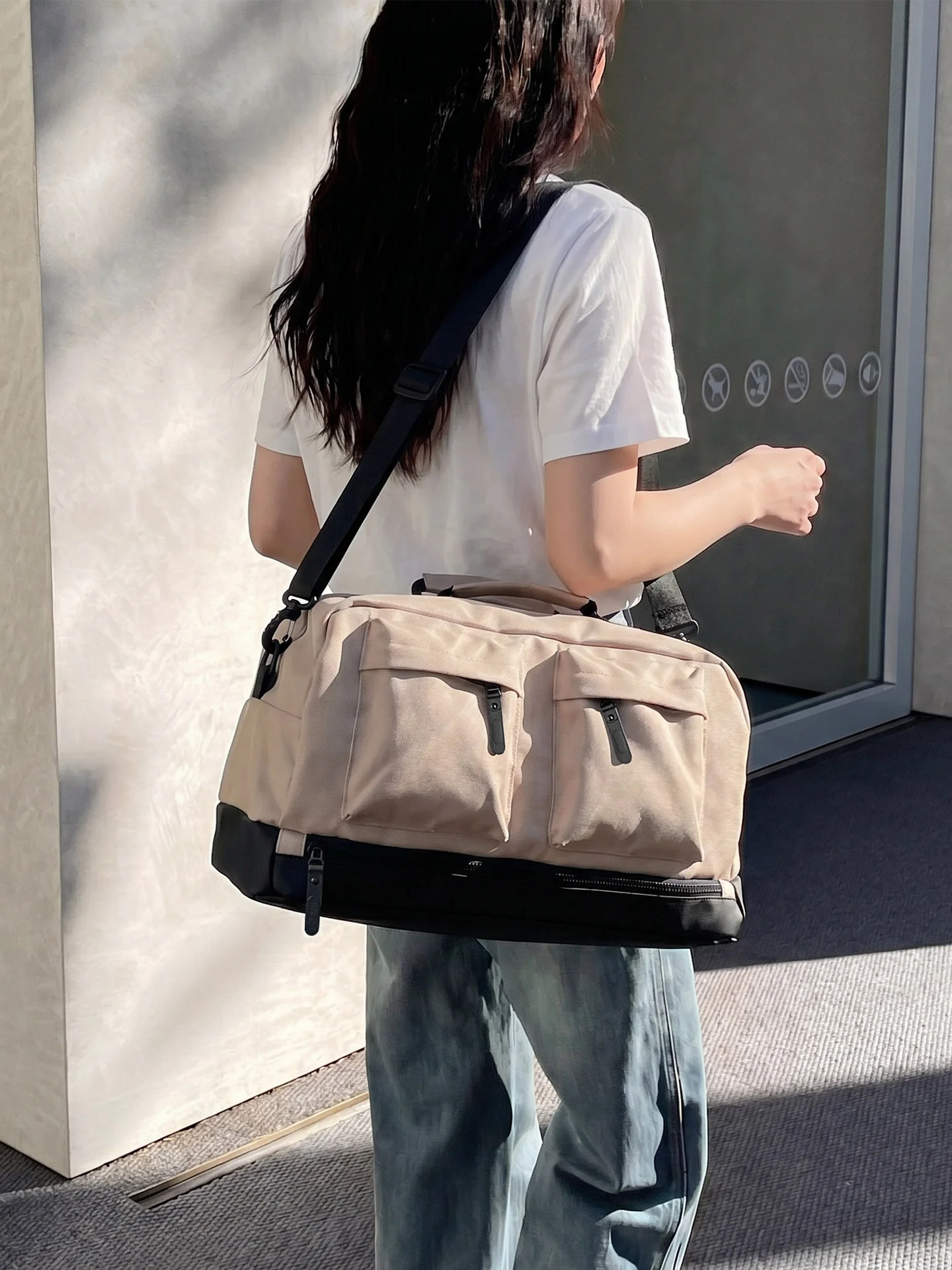 大容量トラベルバッグ女性用出張フィットネスバッグマルチポケットウェット＆ドライ分離軽量高美観ハンドバッグ荷物バッグ