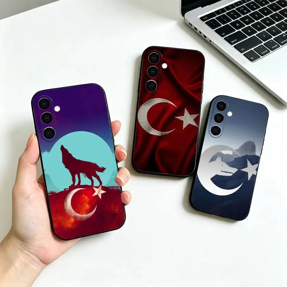 T-TurkW-Wolf T-Turkey F-Flag-ES Phone Case For Samsung Galaxy A73, A72,A70,A53,A52,A51,Soft Silicone Black Cover