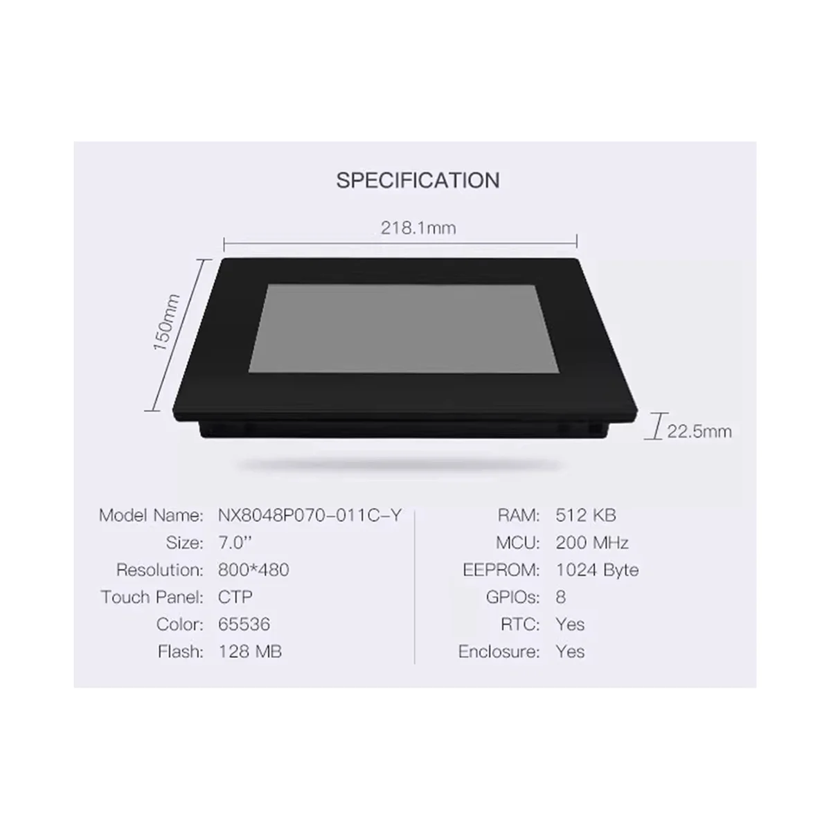 Smart Screen NX8048P070-011C-Y 7 Inch Capacitive Touch Screen with Housing HMI TFT LCD Module Display