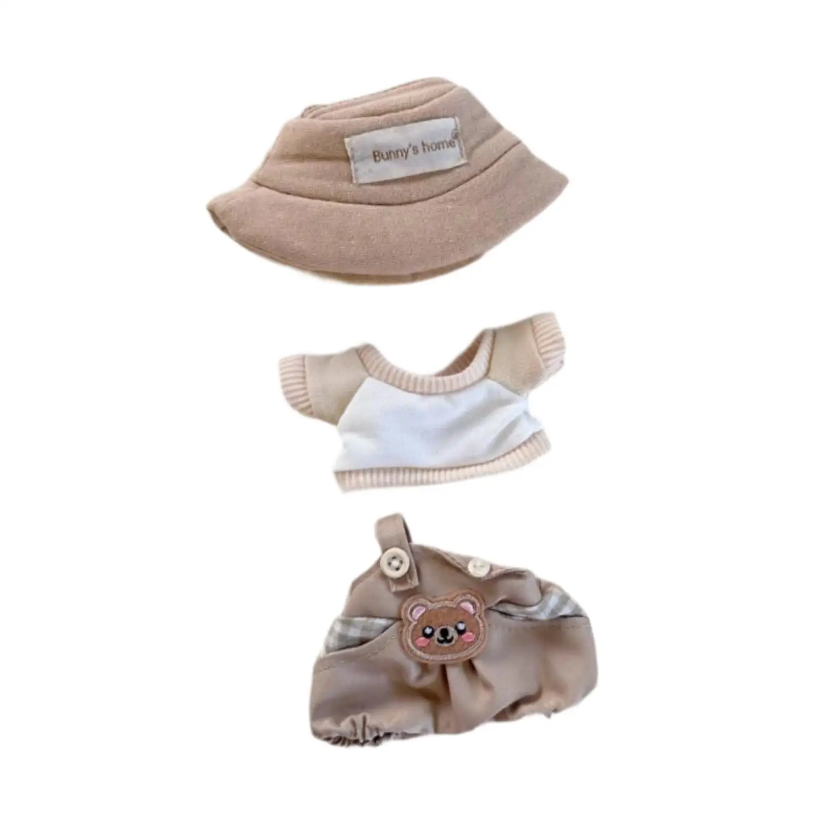 Set di magliette per bambole in peluche da 3 pezzi con cappello Mani su accessori modello carino Decorazione di oggetti di scena per foto Crea le tue bambole per bambole di peluche