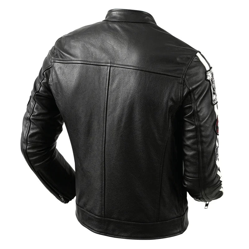 Motorcycle Leather Jacket Men 2022 Autumn New Cowhide Genuine Leather Short Jackets for Men Fashion Casual Slim Jackets Lq452