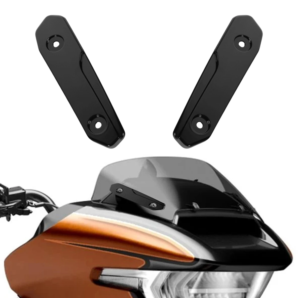 زخارف الزجاج الأمامي باللون الأسود اللامع لموديلات Harley Touring Road Glide 2024-2025 CVO 2023-2025 FLTRXSE قولبة جانبية للزجاج الأمامي #1