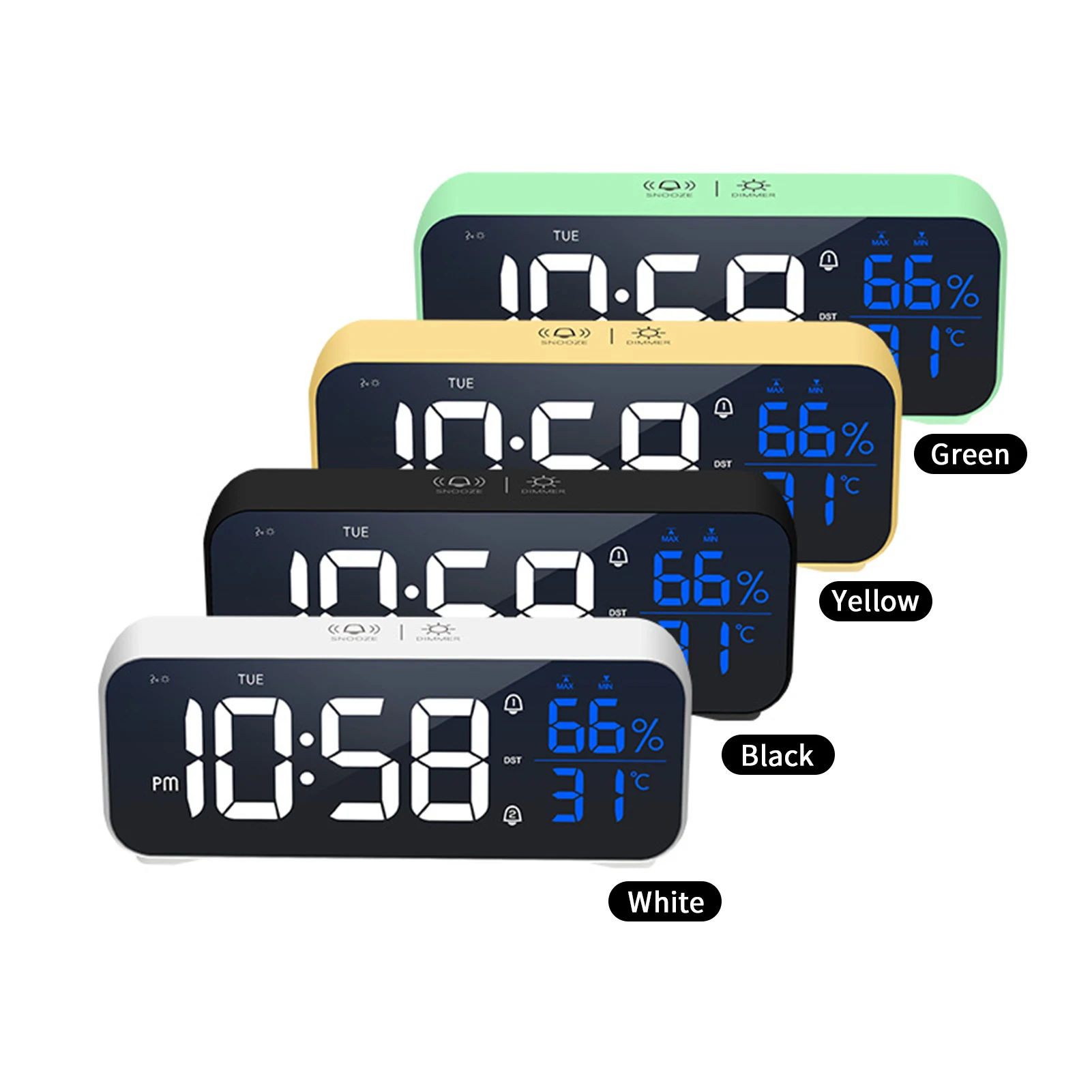 Music Alarm Clock Temperature Humidity Voice Control/Alaways On Table Clock Dual Alarm Wall Rechargeable Digital LED Clocks