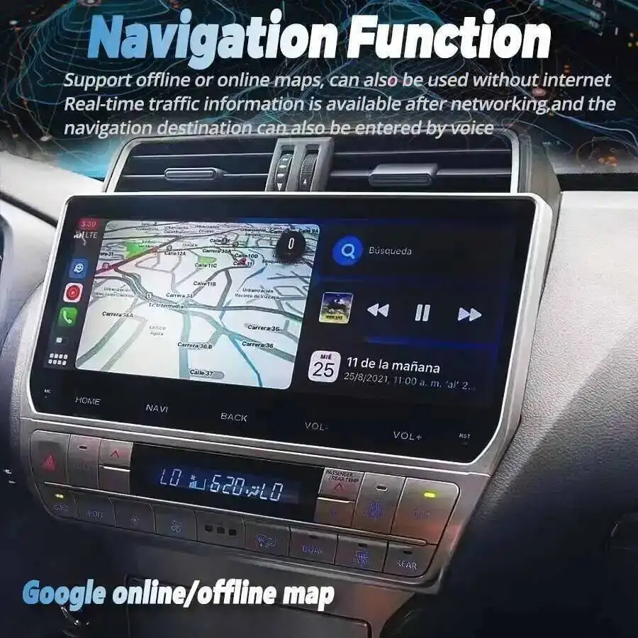 

Car Radio For Toyota Prado 2018 Carplay Auto Multimedia Player Stereo Android 15 Built-in 360 12.3" 4G+Wifi GPS Navi Screen HU