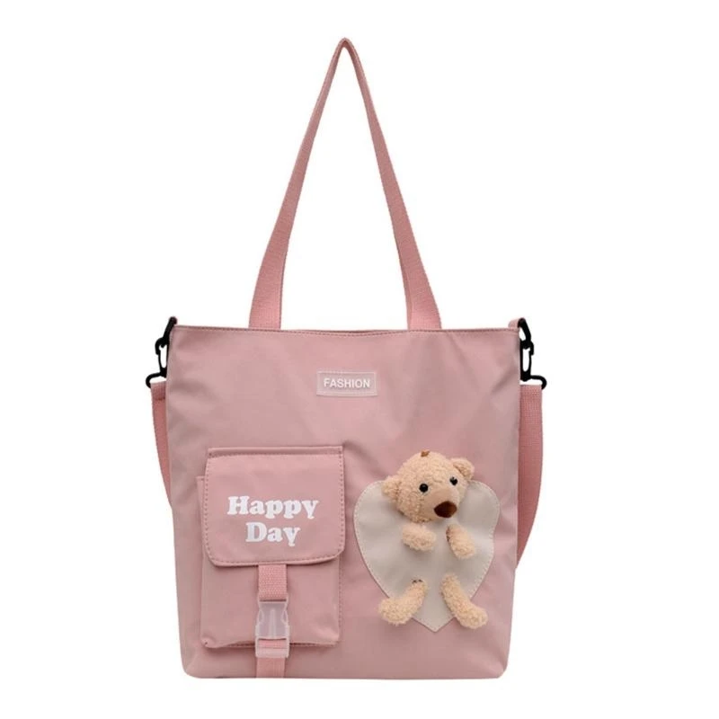 

Student School Bag Female Casual Shopping Handbag Bear for Doll Cartoon Decor
