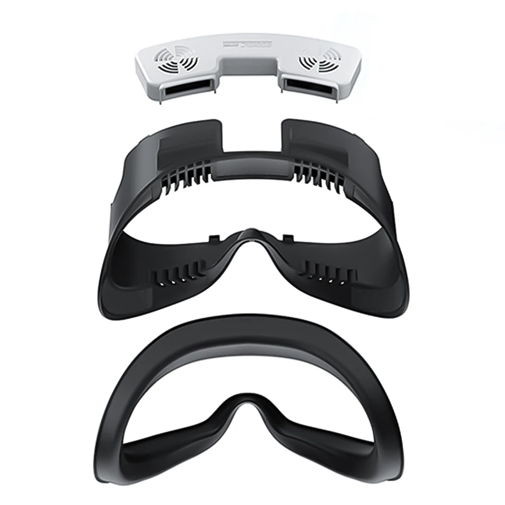 وسادة غطاء الوجه مع مروحة تبريد تخفيف عدسة تعفير مروحة تهوية الوجه مع وسادة وسادة وجه PU لسماعات ميتا كويست 3 VR #5