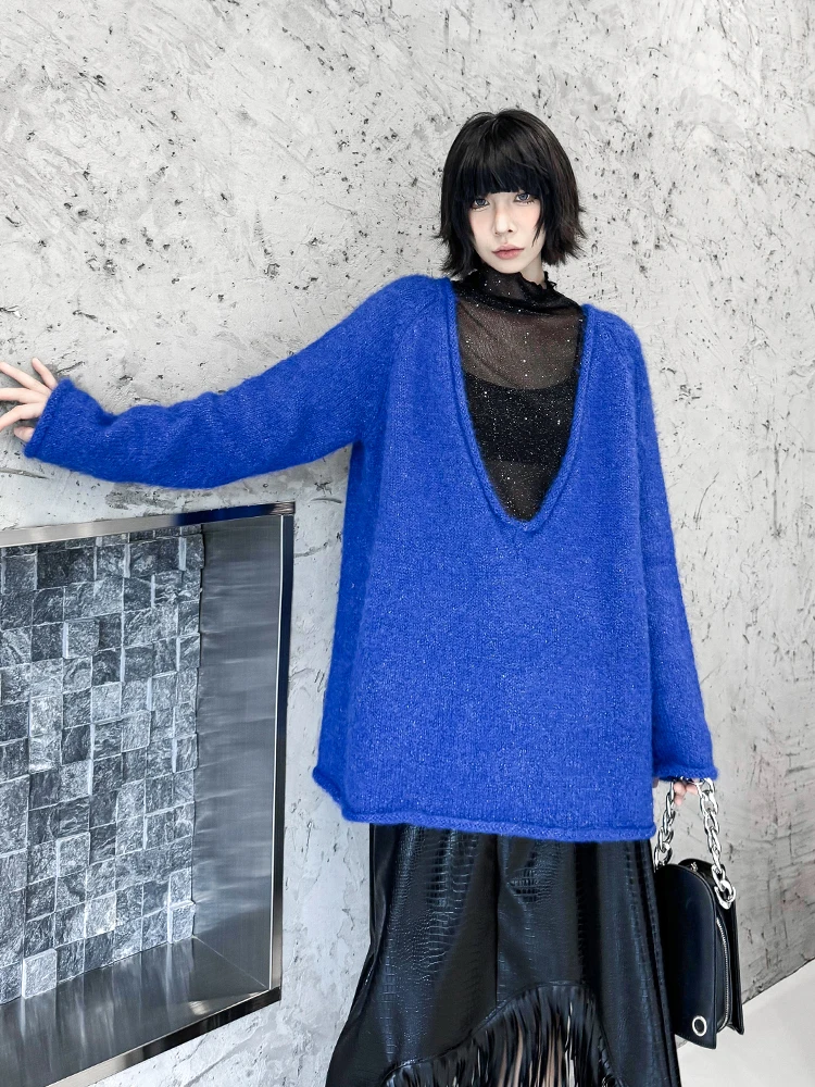 

Модный свободный вязаный свитер женский с глубоким V-образным вырезом, цветной, весенний, новый, элегантный, повседневный, эксклюзивно онлайн