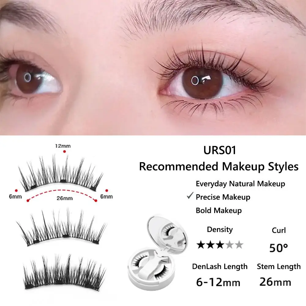 接着剤不要のマグネットつけまつげ、アプリケーター付き、再利用可能なフォックスアイマグネットつけまつげキット、ナチュラルな見た目、マグネットつけまつげ