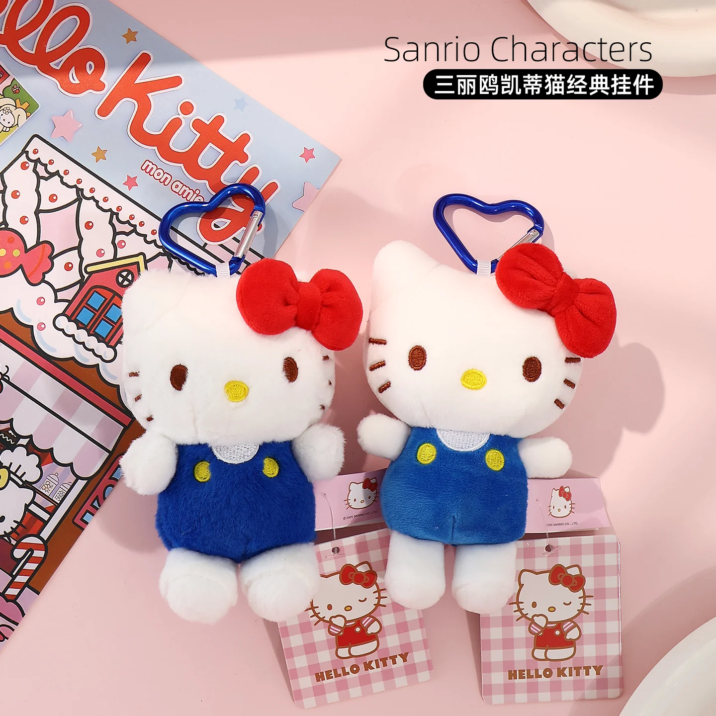 Genuíno sanrio olá kitty bonito menina chaveiro carro saco de escola pingente crianças brinquedos de pelúcia chaveiro plushier aniversário presente natal