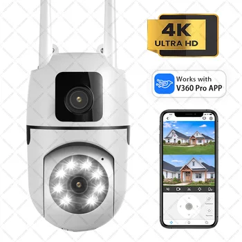 야외 방수 듀얼 렌즈 감시 카메라, HD PTZ IP 카메라, AI 추적 보안 CCTV 카메라, 4K, 8MP, 8X 디지털 줌 카메라 cctv무선wifi 한국형 cctv카메라 감시카메라 캠코더