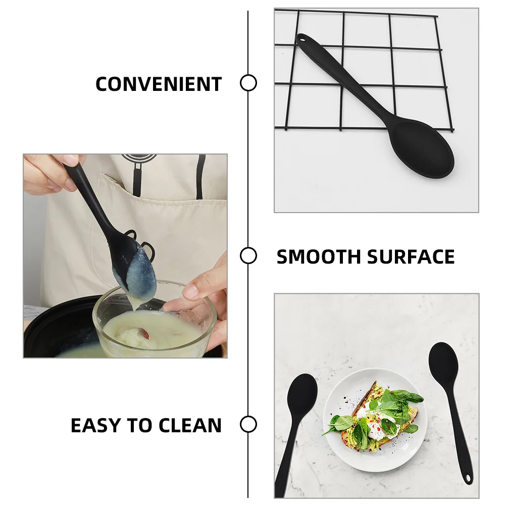 

Silicone Seasoning Spoon Multi Functional Cooking Spoons Heat Resistant Stirring Mixing Baking Spoon Kitchen Utensils Small