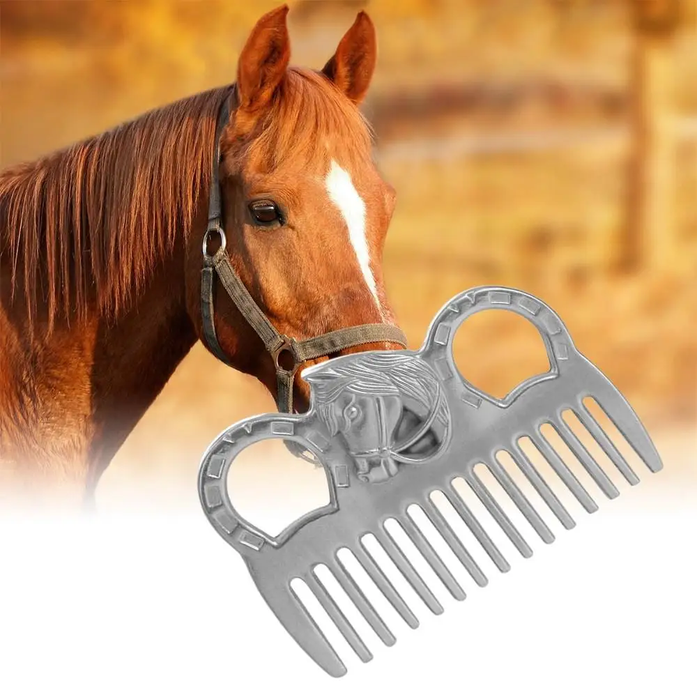 

Durable Horse Grooming Comb Lightweight Portable Metal Horse Comb Silver Pocket-sized Curry Comb Scrubber Removing Supplies