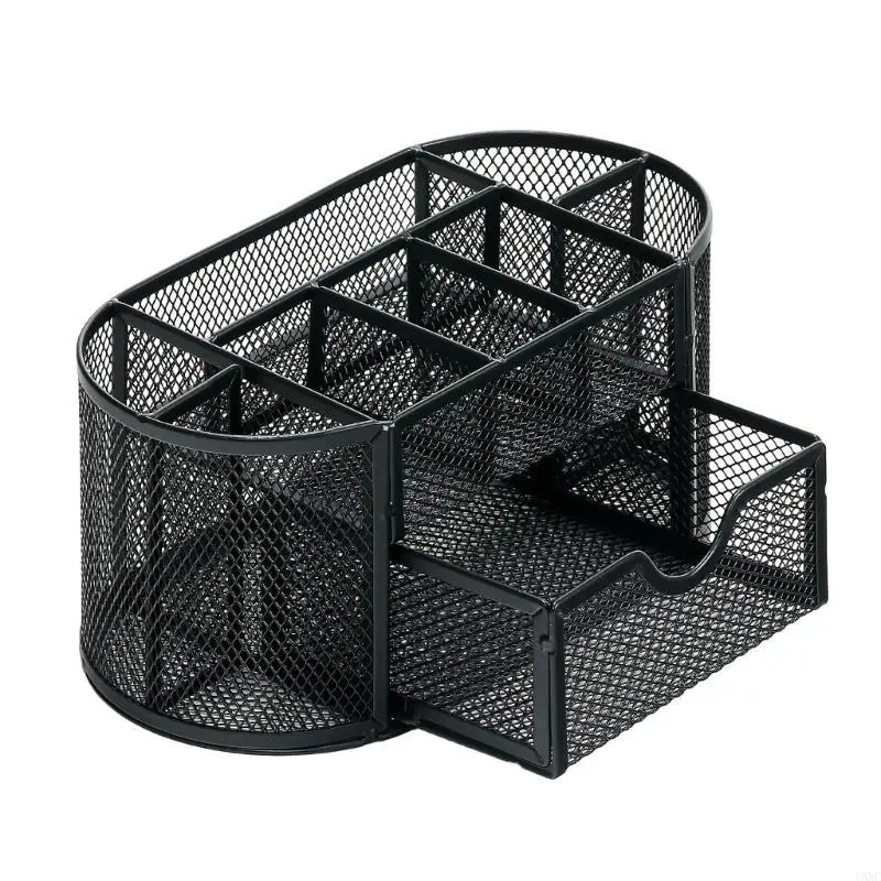 

Y3NC Space Saving Desk Organisers with Sliding Drawer Mesh Metal Pen for Office