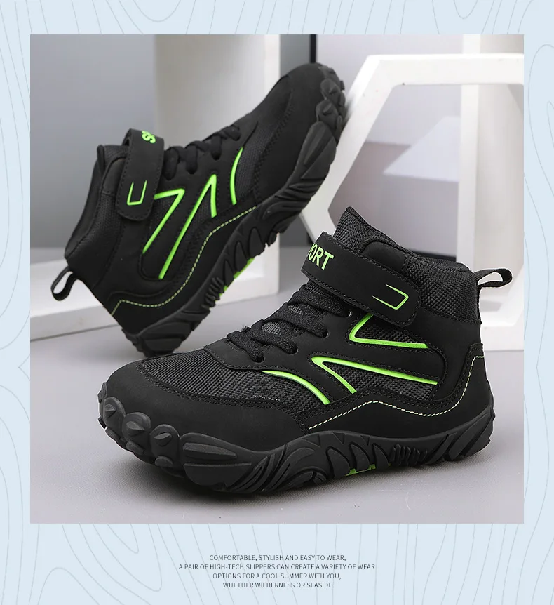 Breite Zehen Kinder Barfuß Stiefel Herbst Winter Wasserdichte Kinder Wanderschuhe Mädchen Jungen Rutschfeste Sportspaziergang Trekking Turnschuhe – Detail 10