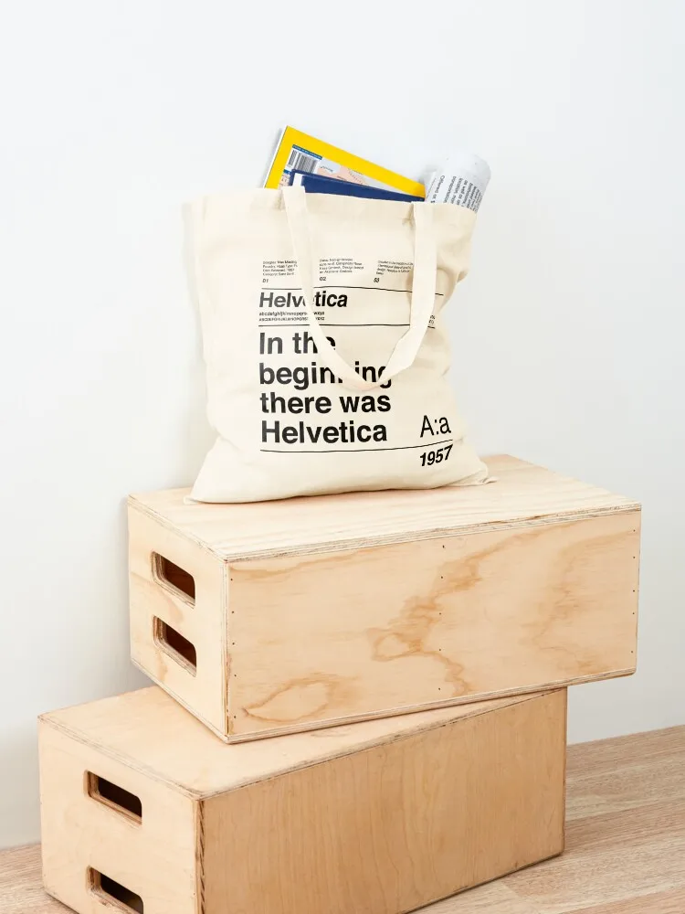 Helvetica Typography Font Design: In The Beginning There Was Helvetica Tote Bag Cloth bags shopping bag logo