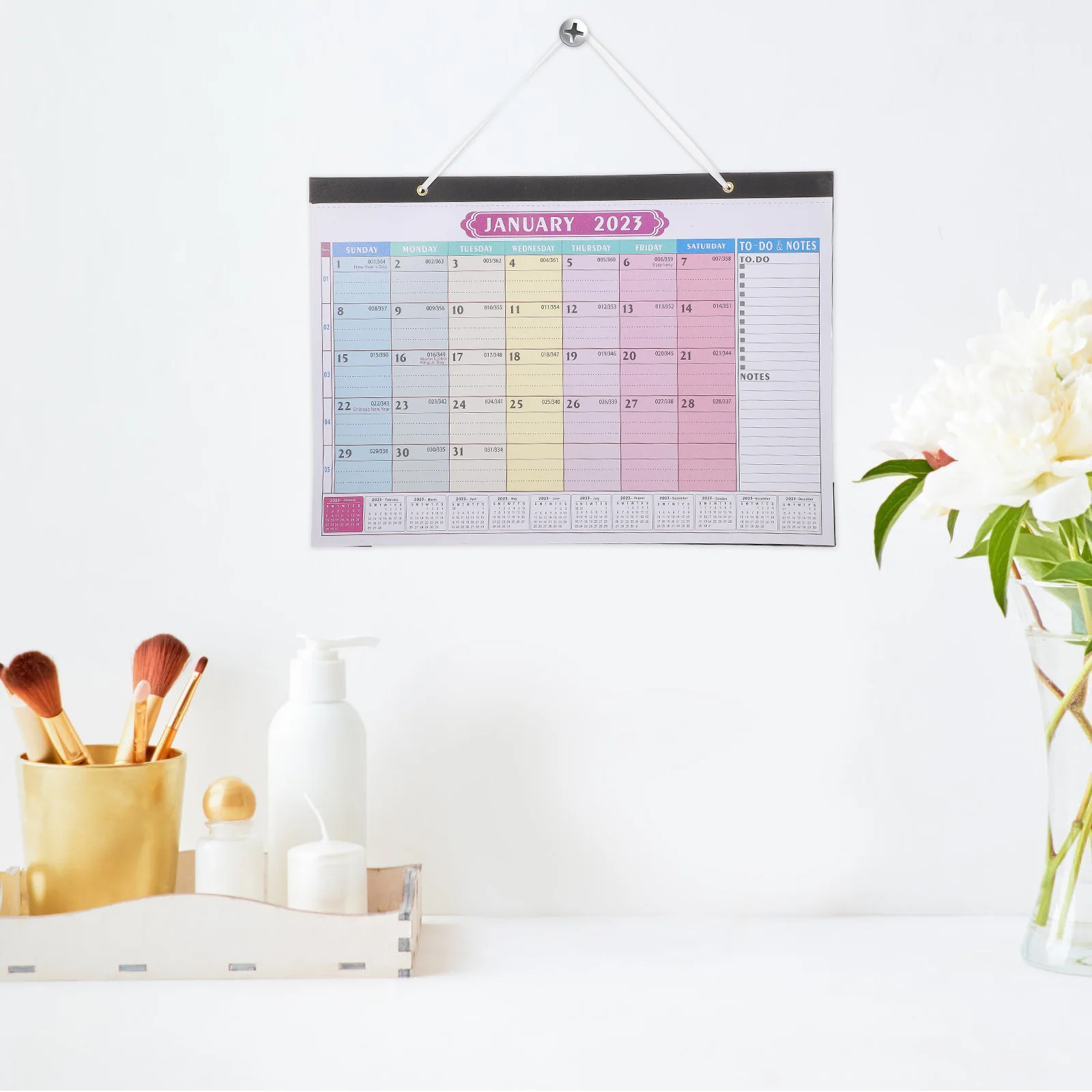 English Wall Calendar 2023 Thick Paper Simple Design Clear Print Monthly Planner Home Office Classroom Use Holiday Gift