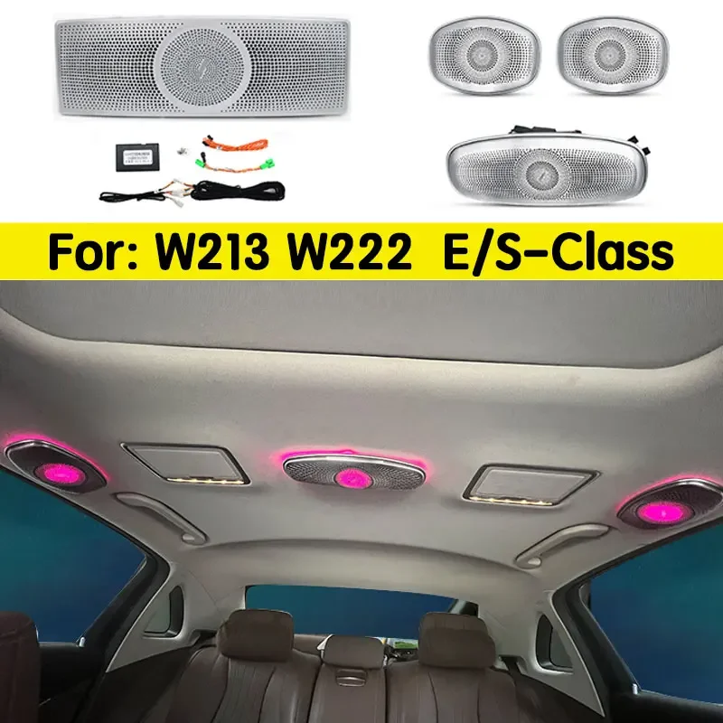 For Mercedes Benz E-Class S-Class W213 W222 7/64colors Car Ceiling LED Ambient Light Speaker Rotating Tweeter Sound Horn