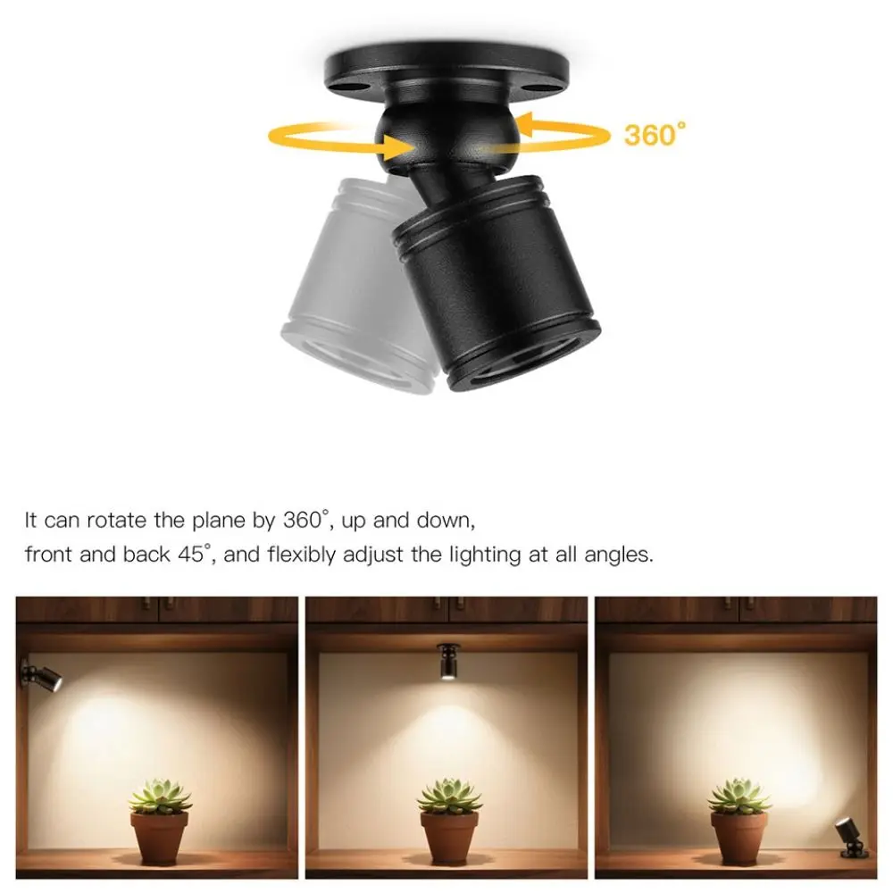 الألومنيوم USB LED الأضواء 5 فولت 1 واط تدوير النازل مصباح السقف سطح شنت التبديل تشغيل/إيقاف خزانة عرض الإضاءة #2