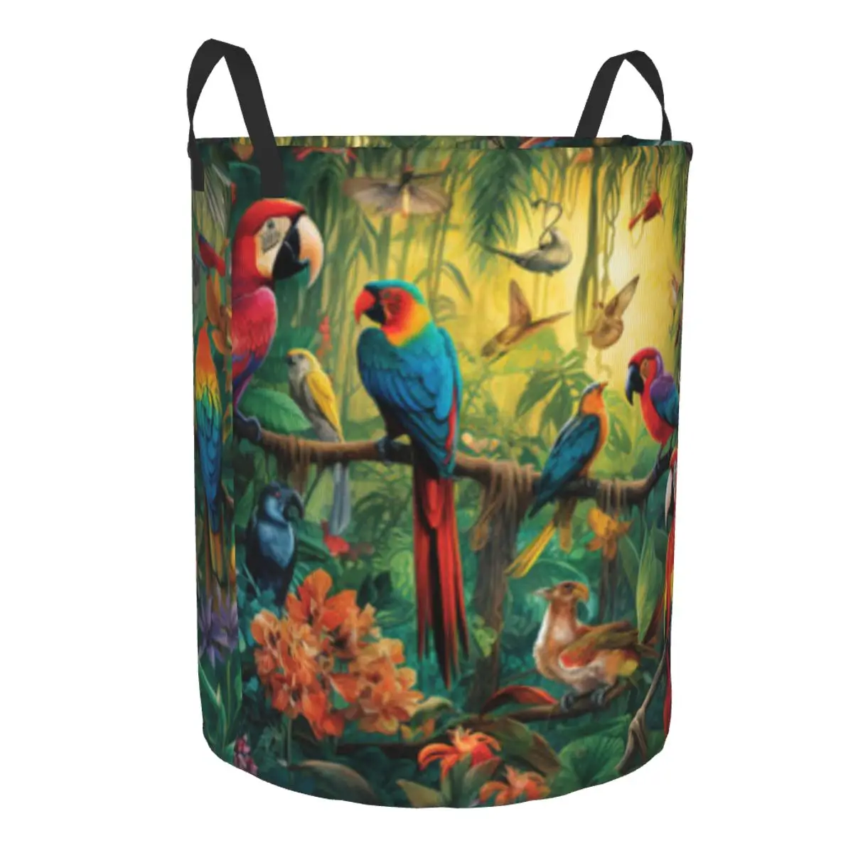 Tropical Birds Macaw Parrot Toucan Laundry Basket Folding Dirty Clothes Toys Storage Bucket Household