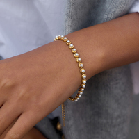 Zora Classical Faux Round Pearl Bracelet For Women 18K Gold Plated Stainless Steel Waterproof Bracelet Fashion Simple Jewelry