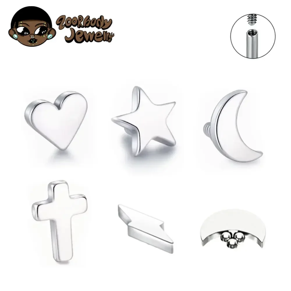 

10Pcs F136 Titanium Star Moon Micro Dermal Anchor Piercing Top Skin Diver Surface Labret Tongue Eyebrow Piercing Body Jewelry