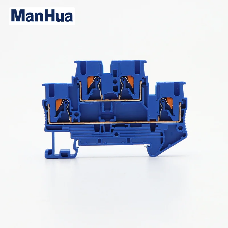 ManHua 10Pcs PTTB2.5 Din Rail Terminal Block 3 Colors Electrical Connector Double Layer Spring Wire Connection Wire Conductor