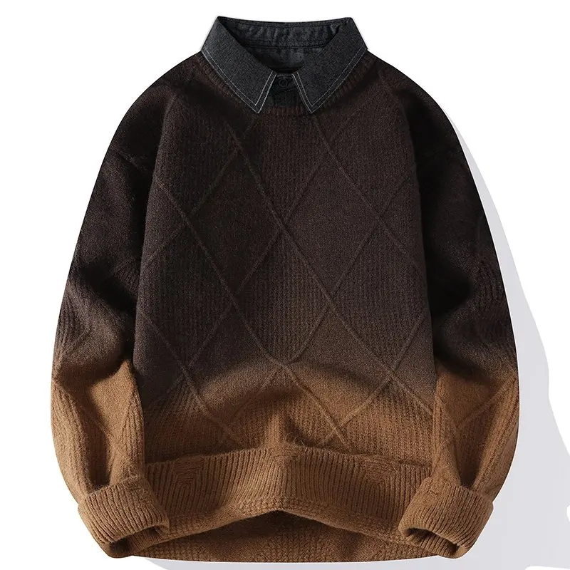 Two Fake Items Sweater, Outdoor, Fishing, Fashionable,men, Trendy, Cycling, Versatile,sport,travel,leisure, Knitted Sweater
