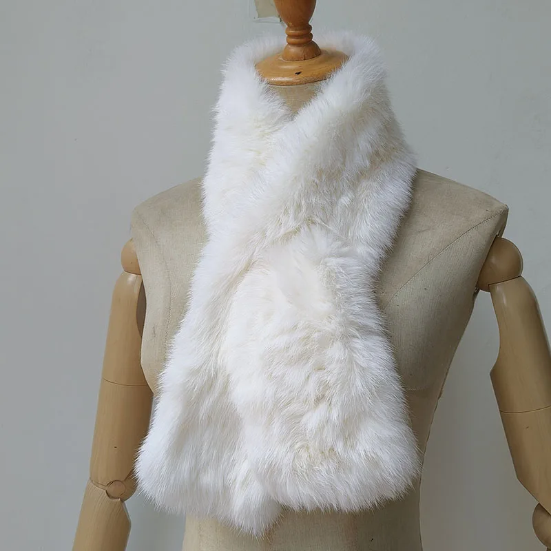 

Роскошный толстый теплый зимний вязаный шарф из натурального кроличьего меха, женские модные короткие шарфы из натурального меха