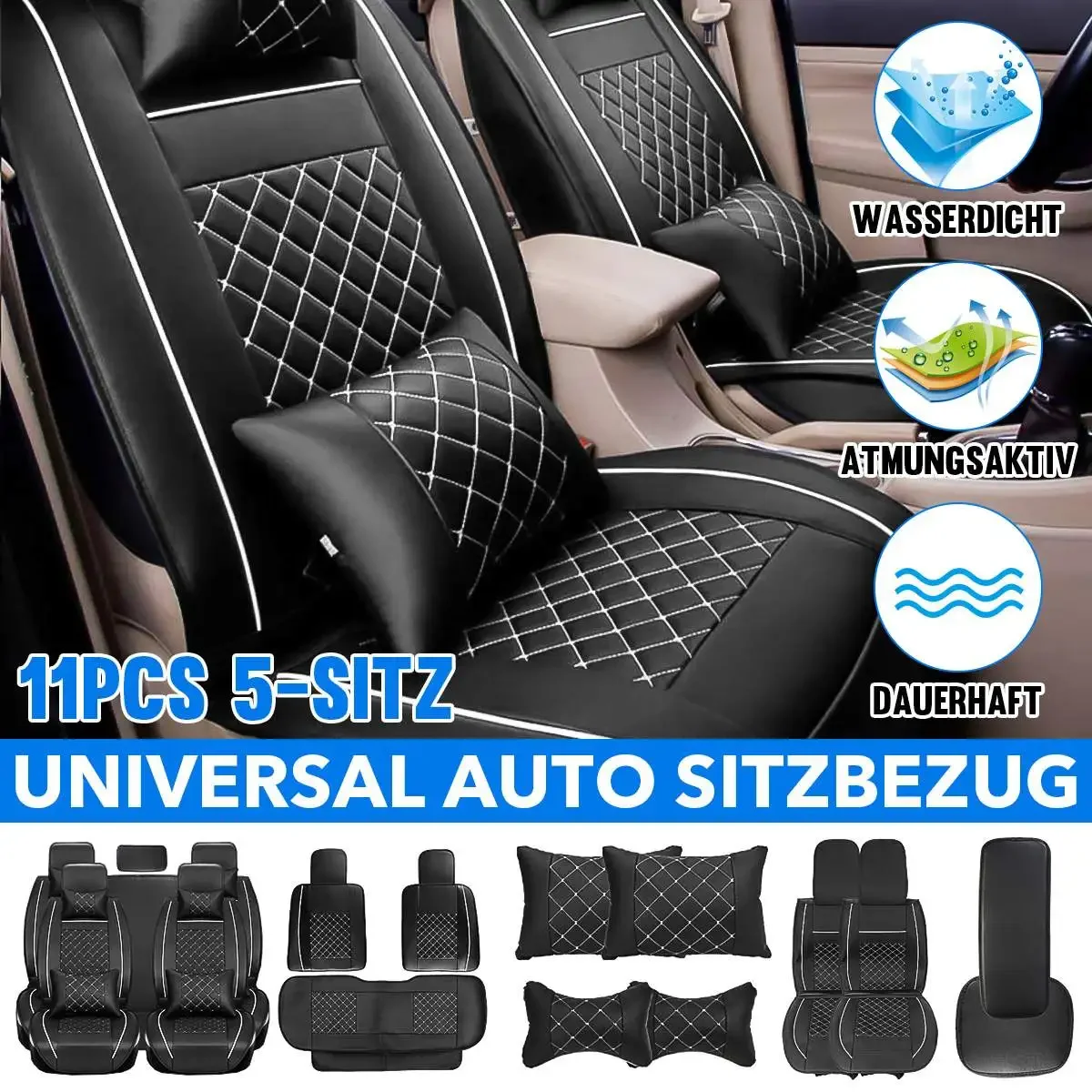 

11PCS Universal Car Seat Cover For Toyota Corolla Accessories Covers For Vehicle Seat Automobiles PU Leather Protect Cushion