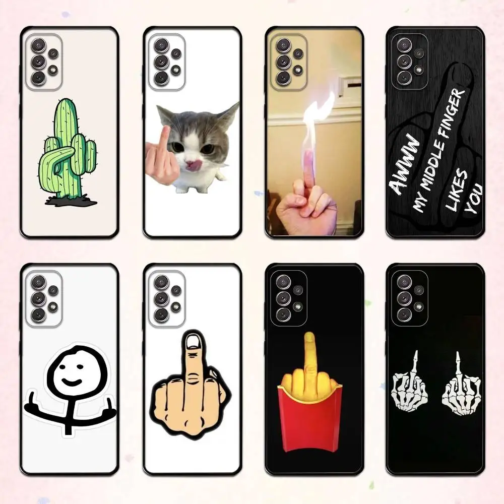 

H-Hilarious M-Middle Finger Phone Case For Samsung S 25,24,23,22,30,21,10,9,Ultra,Plus,Lite,FE,4,5 G Soft Black Case