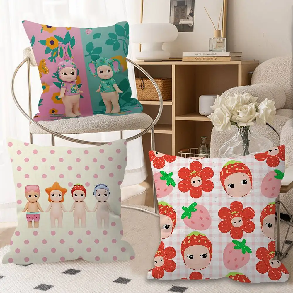 S-sonny angel Office Cushion Pillowcase Car Cushion Cover45X45CM Lumbar Pillowcase Sofa Pillowcover
