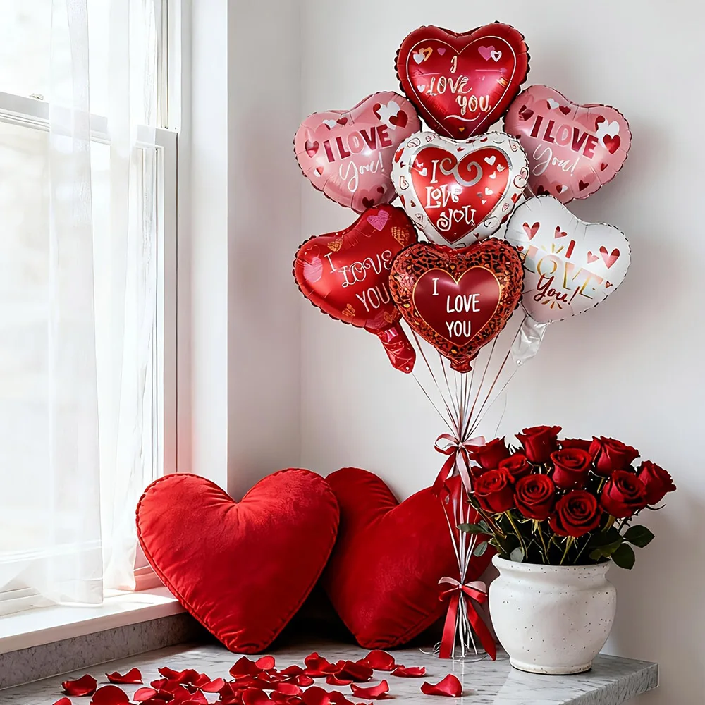 Valentinstag Liebesherz Bär Rosen Lippen Folienballon Fröhlicher Valentinstag Ballon Ich Liebe Dich Ballon Valentinstag Hochzeitsdekoration