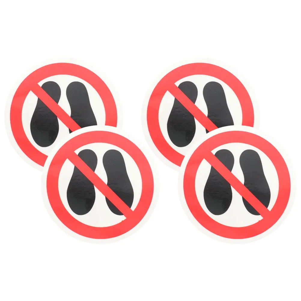 

4pcs No Stepping On Warning Stickers Round Safety Sign Decal Not Step Here Label For Indoor Outdoor Smooth Surfaces Traffic