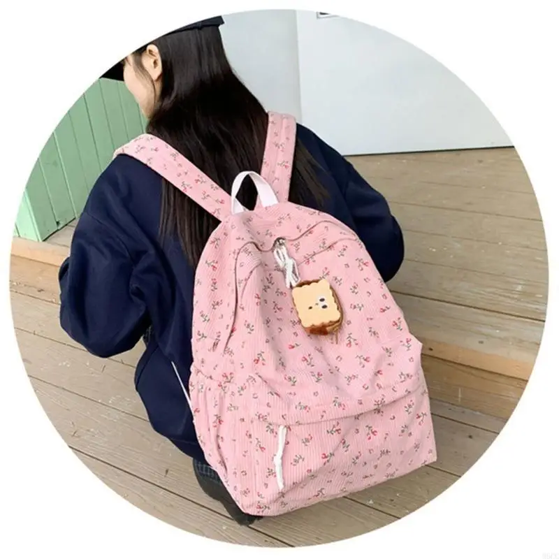 

M6CC Student School Backpack Large Capacity Laptop Daypacks Flower Print Backpack