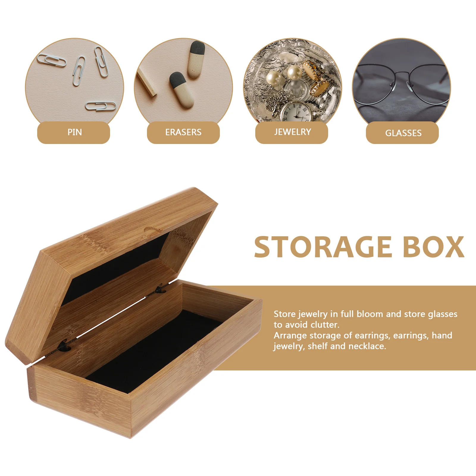 

1pc Bamboo Glasses Small Portable Storage Box For Sunglasses Eyeglasses Bamboo Eyeglasses Box Grain Finish Vintage Style