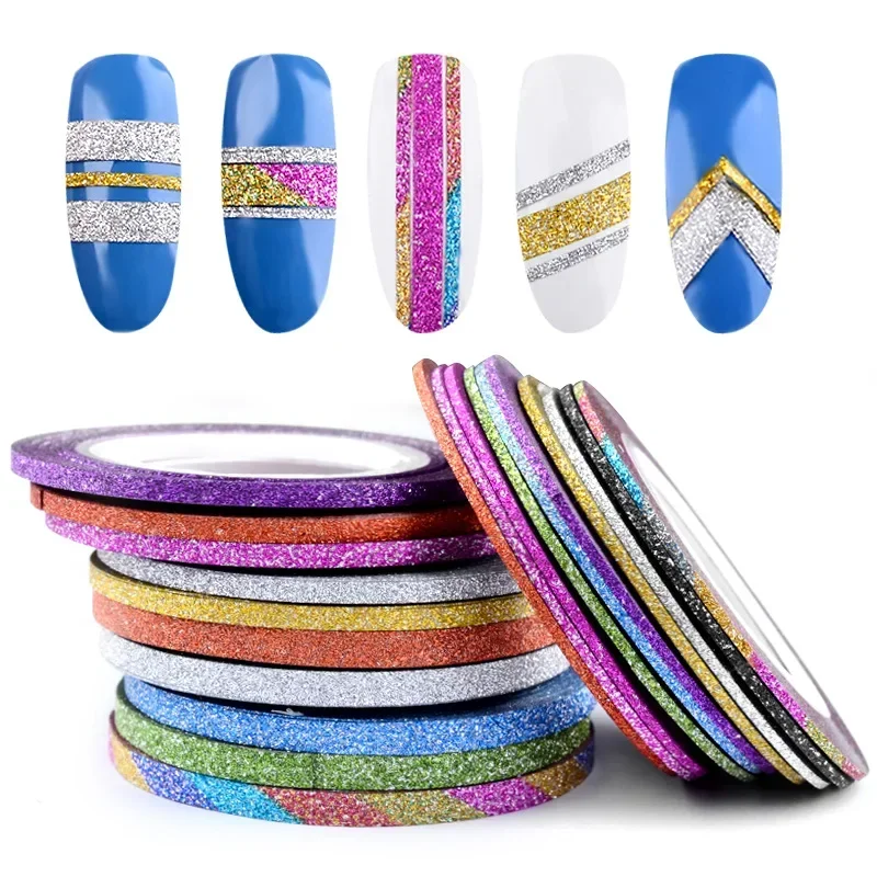 Matte Glitter Nail Art Stickers, 3 Stks/set Striping Tape Lijn 1Mm 2Mm 3Mm Kleefstickers