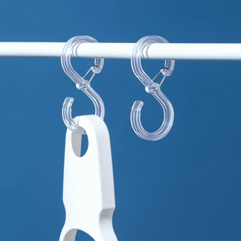 8pcs S Shaped Hooks For Hanging Hook With Buckle Practical Elastic Buckle S Shape Windproof Lock Multi-function Clasp Holder