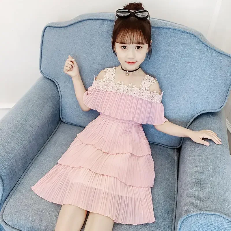 Girls New Summer Dress Korean Version Foreign Princess Little Girl Cake Evening Dresses 2 To 12 Years Old Kids Clothes Birthday