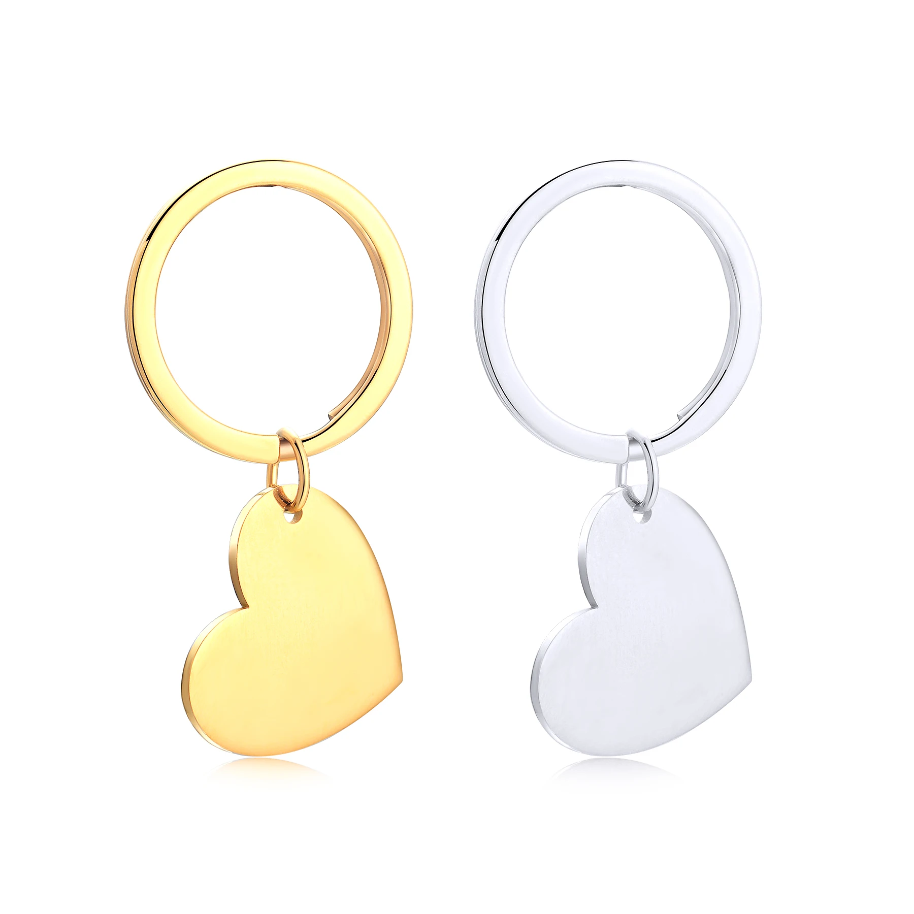 3 Stück Gold Silber Farbe Edelstahl Herz Charms Schlüsselanhänger polierter Schlüsselanhänger Schmuck für Frauen individuell gravierter ID-Tag-Schlüsselanhänger – Detail 3