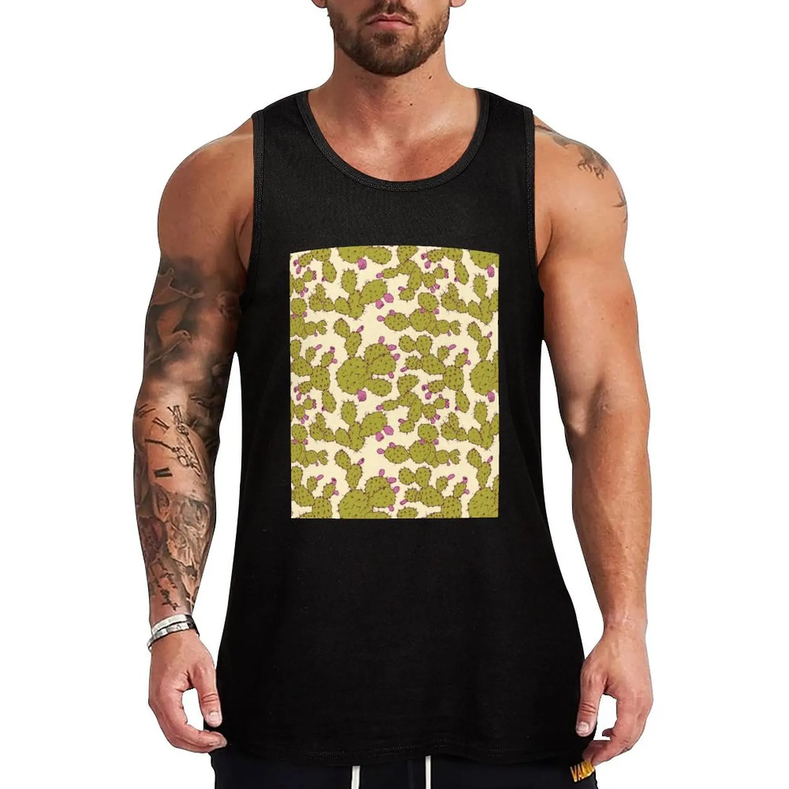 Prickly Pear Tank Top Man summer clothes Men's cotton t-shirt