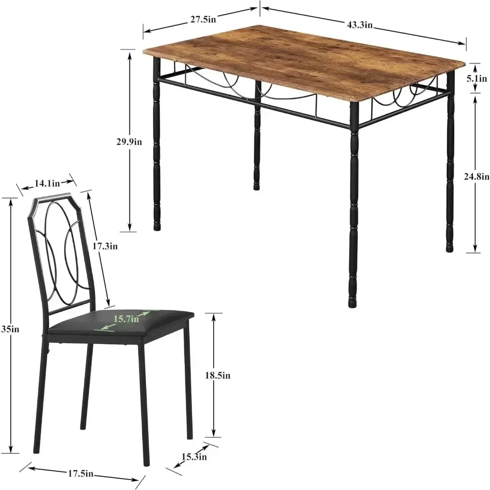 Dining table, 5-piece set of 43.3 