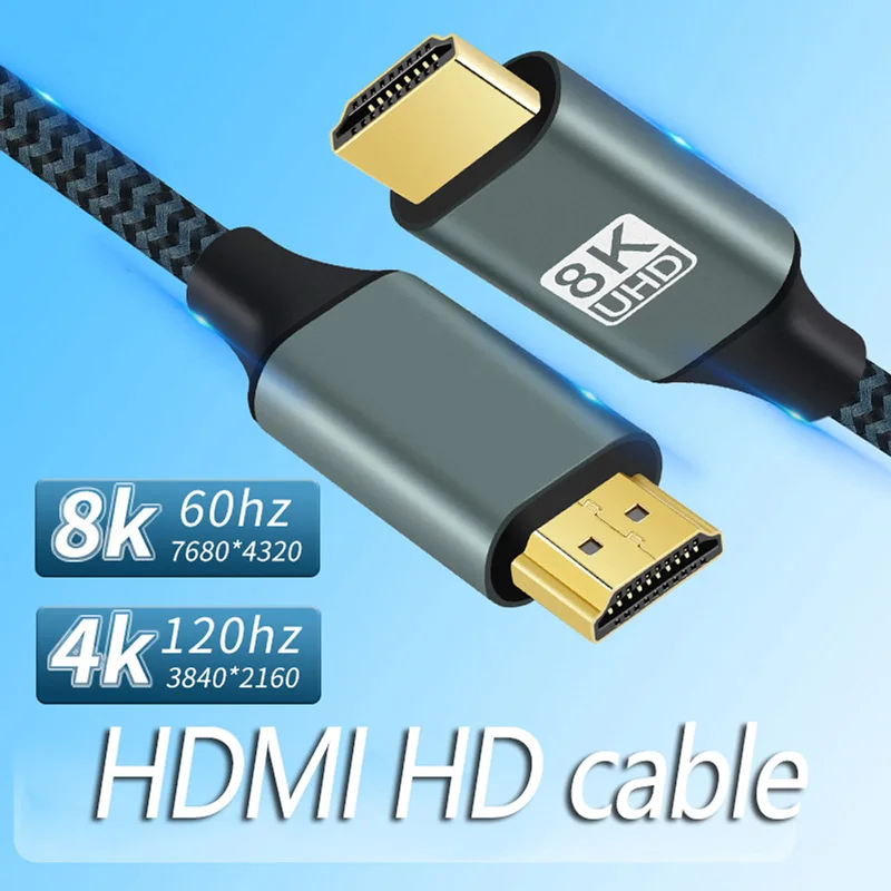 HDMI 2.1 Cable HDMI Cable 8K 60Hz 4K 120Hz 48Gbps Braided Cable EARC ARC HDCP Super High Speed ​​for HDTV Laptop Projector PS5