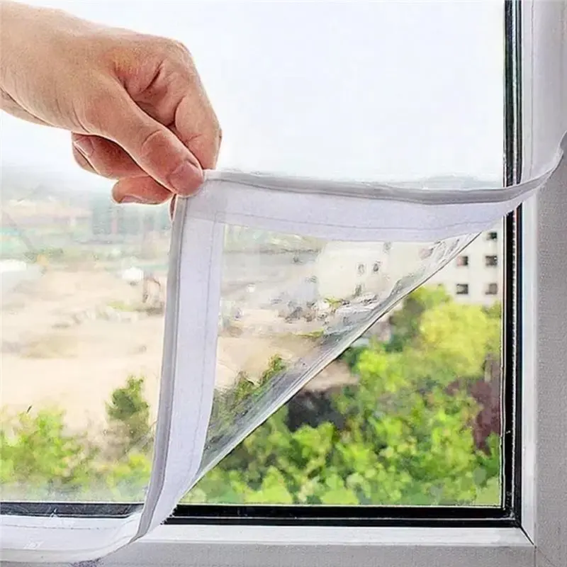 

HOT-Багаторазовый комплект для изоляции окон — прозрачная пленка 180 дюймов, размер 47X63 дюйма, простая вентиляция, регулируемая конструкция уплотнения